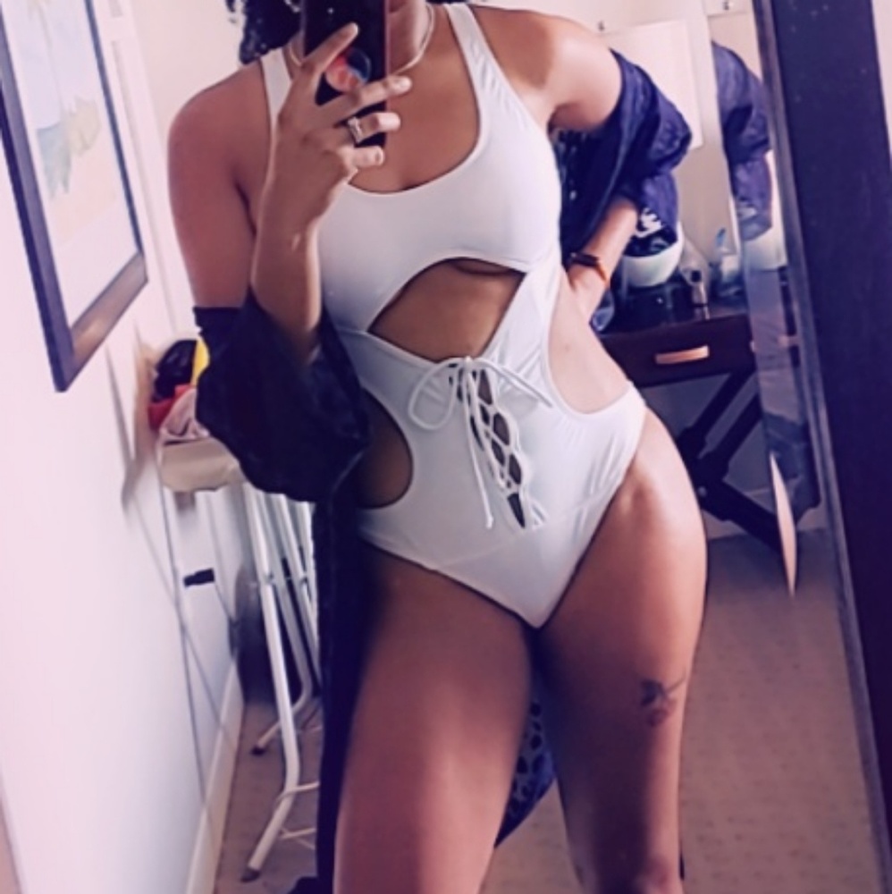 White cut out Boohoo bathing suit